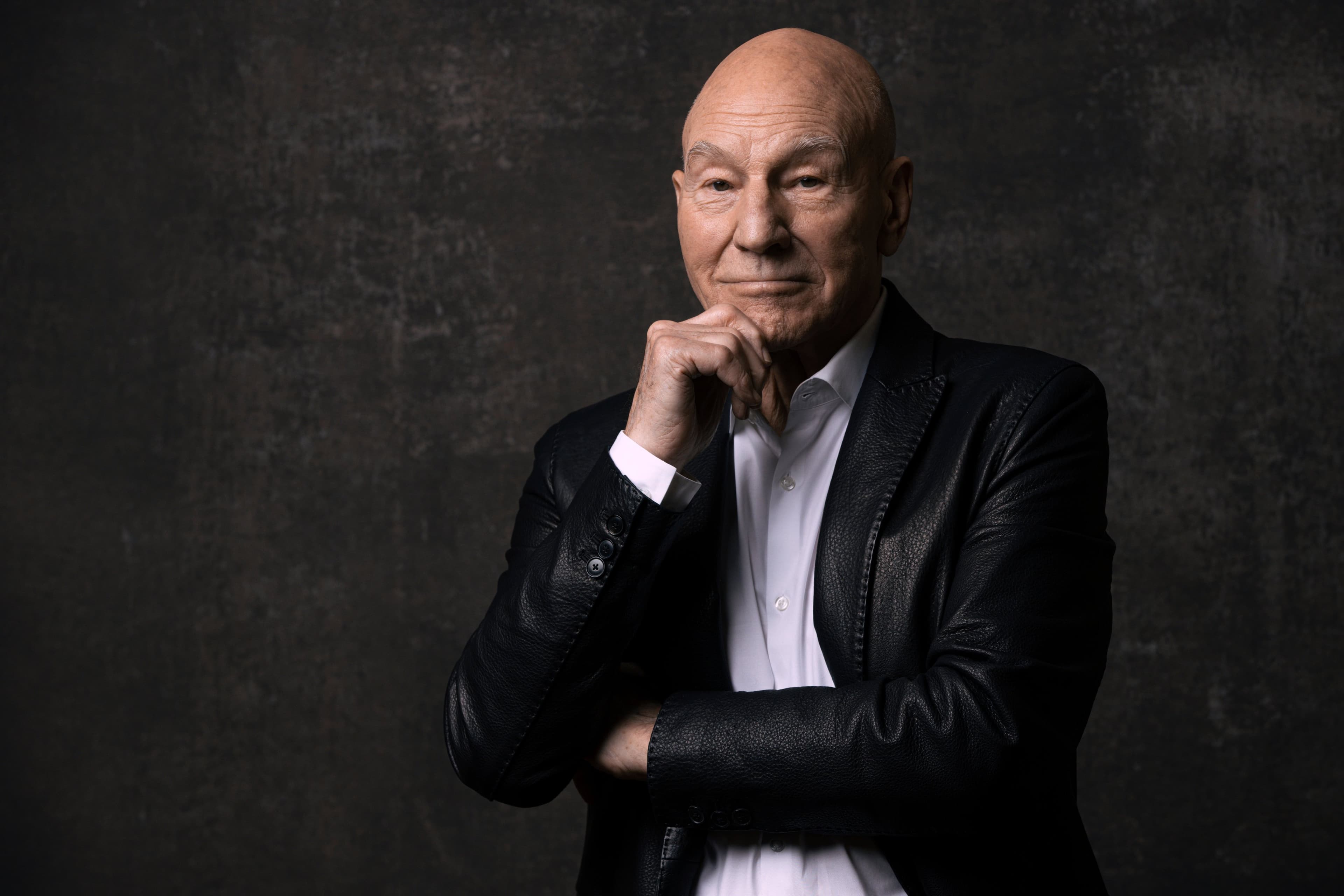A portrait of actor Patrick Stewart.