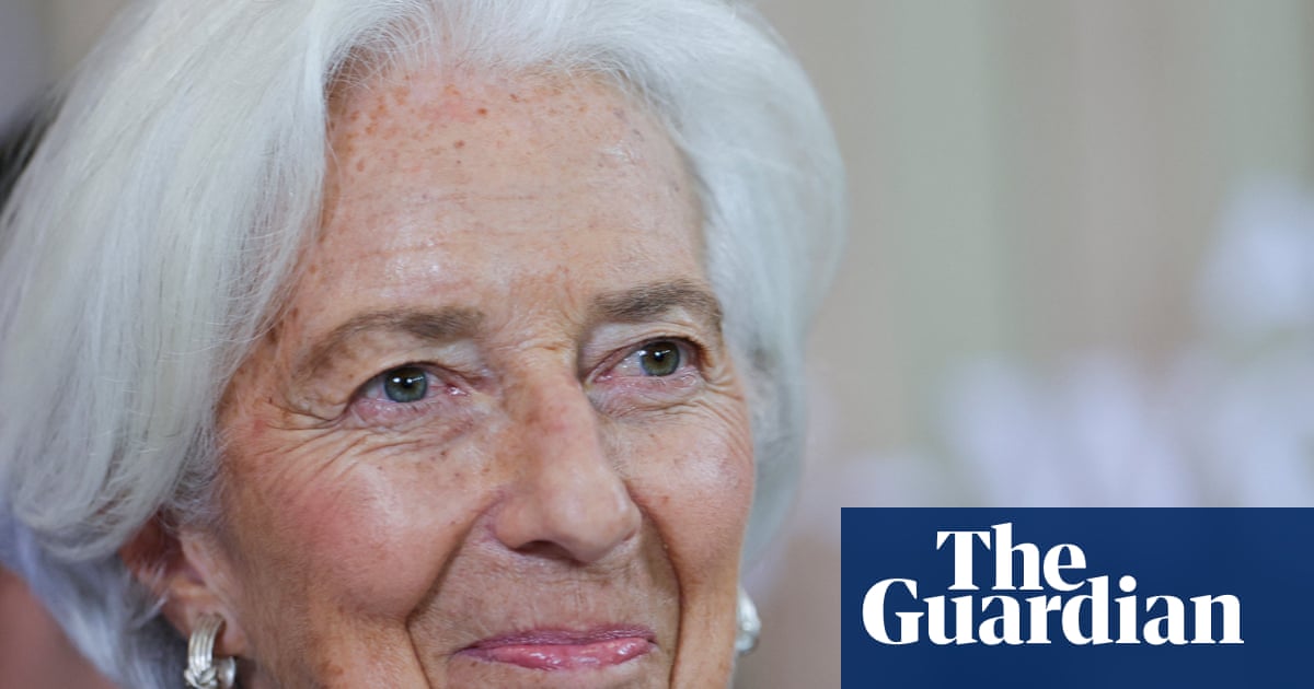 A close-up portrait of Christine Lagarde.